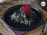 Recept Černé špagety s česnekem a gulami. pasta al nero di seppia