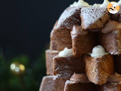 Brioška Pandoro plněná krémem Nutella a vanilkovým krémem ve tvaru vánočního stromku. - foto 4