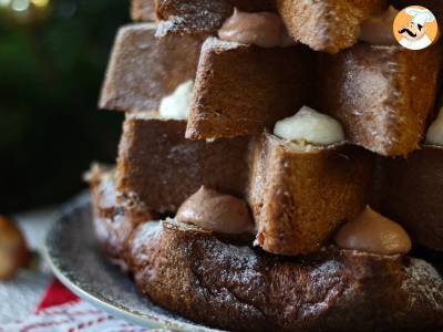 Brioška Pandoro plněná krémem Nutella a vanilkovým krémem ve tvaru vánočního stromku. - foto 6